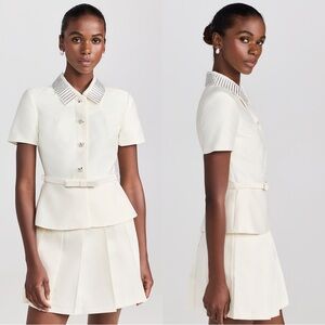 Self-Portrait Diamante Taffeta Peplum Minidress